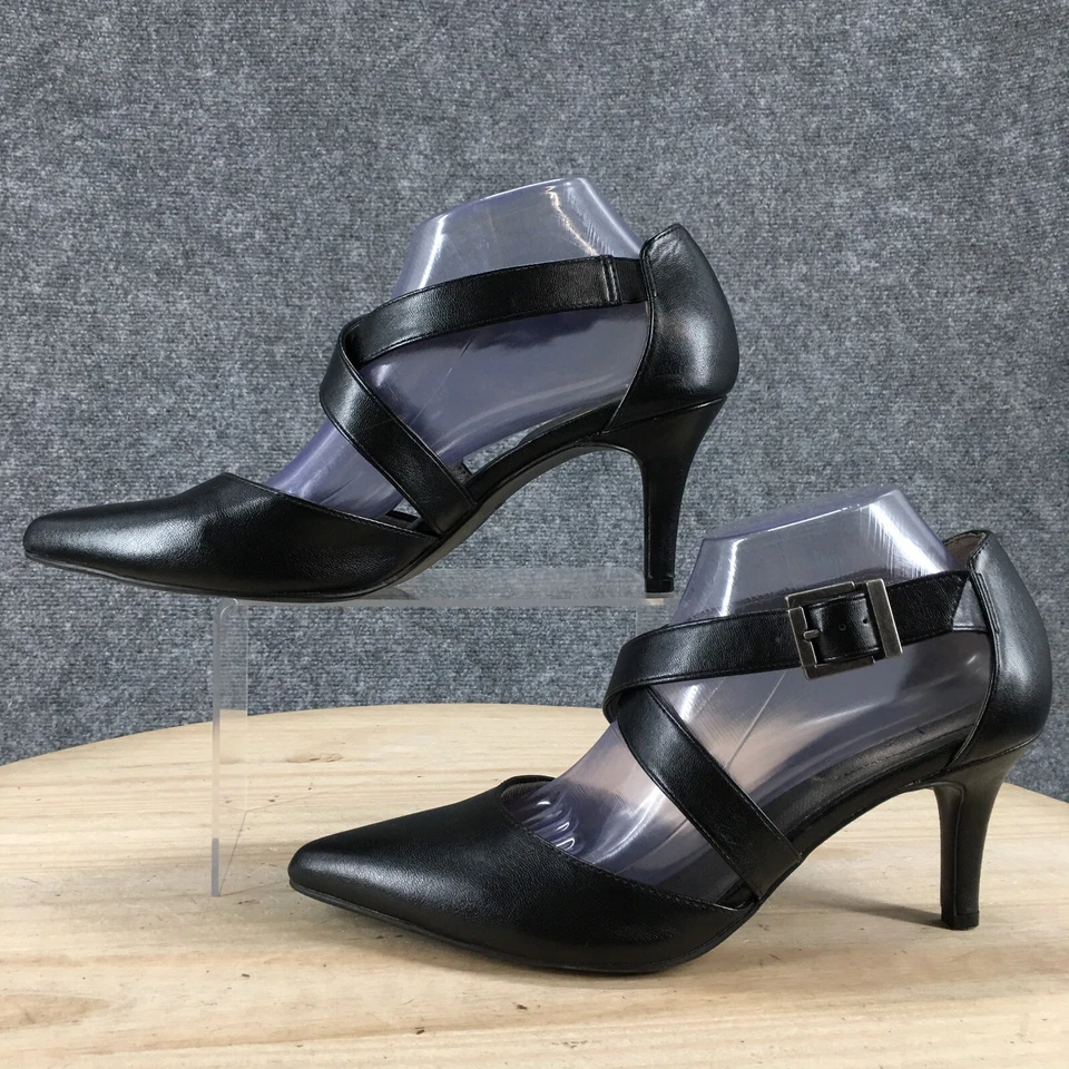Zapatos de tacón LifeStride para mujer 10 M Ver esto informales con correa cruzada en punta negros Foto 2 de 4