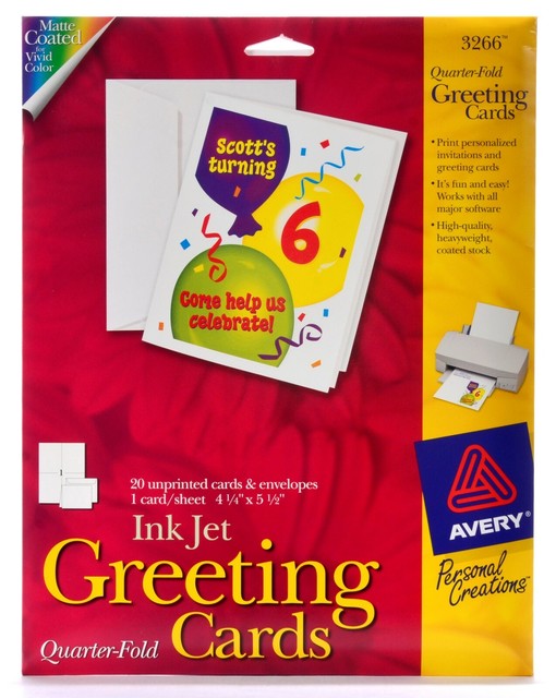 Avery Matte Coated Inkjet Quarter Fold Greeting Card Sheets & 20 Envelopes 3266 eBay