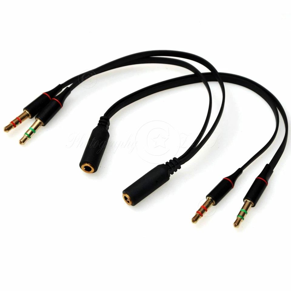 2x AUX Mic+Headphone 3.5 mm Plug 2To1 Jack Joiner Combiner For Laptop Desktop - Image 2 of 4