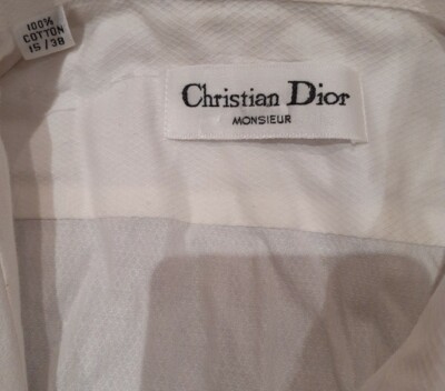 Vintage CHRISTIAN DIOR Monsieur Shirt White Cotton Formal 15/38