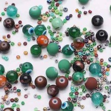Artistic Stone,Ceramic,Glass Craft Green, 8-2mm Mille Beads Mix of 40 grams-DIY