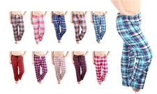 Womens Pajama Pants Lightweight Soft Flannel Plaid Casual Lounge Sleep Bottoms