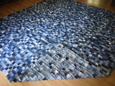 Denim California King Size Postage Stamp/ Scrappy Quilt Top 120x120