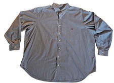 Ralph Lauren 2XB Big And Tall Button Down Shirt Blue Gingham Plaid Red Pony