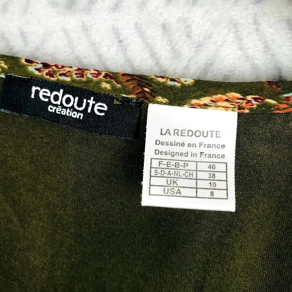 LA Redoute Robe Tunique Femme 40 Marron Paisley Courte Manches Volants Col Rond - Photo 2/4