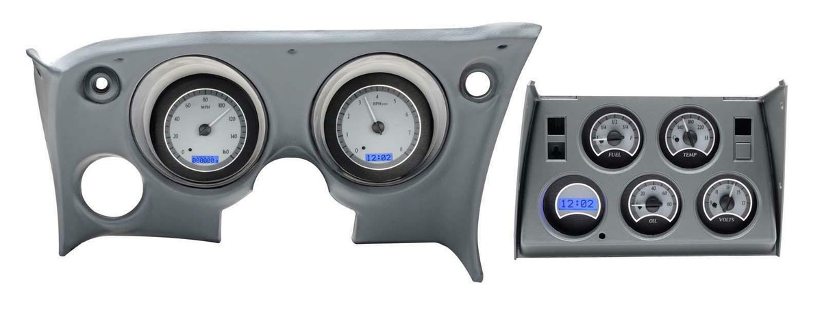 1968-77 Chevy Corvette VHX System, Satin Alloy Style Face, Blue