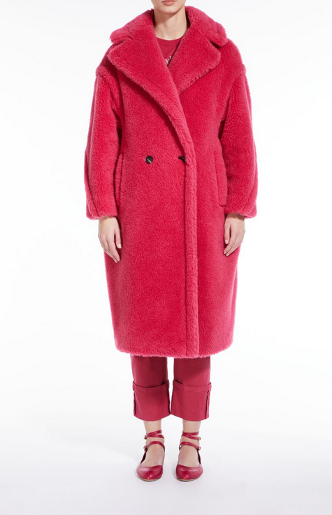 MAX MARA Teddy Bear Icon Coat In Raspberry Size XS Orig. $4390 NWT