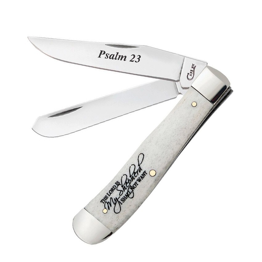 Case XX Psalm 23 Trapper Pocket Knife Stainless Steel Blades
