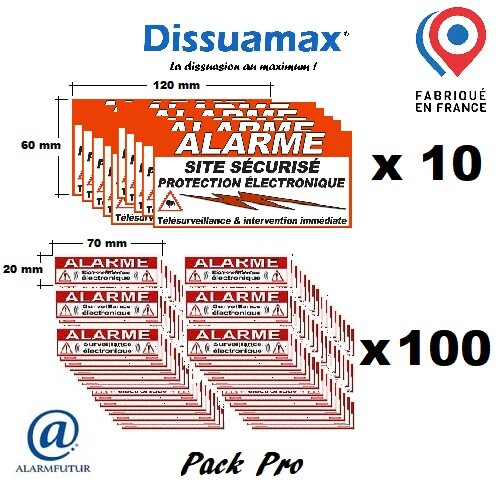 Autocollants alarme DISSUAMAX PRO pour vitrine de magasin