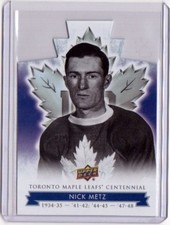 NICK METZ 17/18 Upper Deck Centennial Maple Leafs Blue Die-Cut Hockey Card #24
