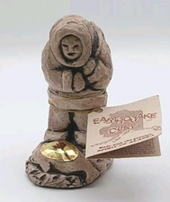 Vtg Casted Earthquake Clay Eskimo Alaska Figurine 4” Artic Circle Enterprises
