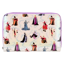 Loungefly DISNEY Villains Iridescent All Over Print Zip Around Wallet