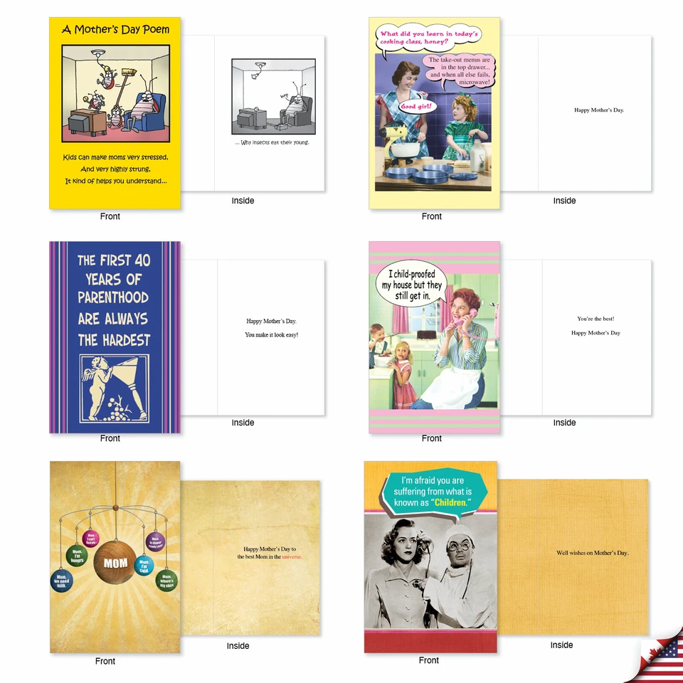 Tarjetas del Día de la Madre - Divertida Mamá: Divertido conjunto surtido de 20 tarjetas con sobres Foto 4 de 4