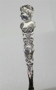 STUNNING LADY 1893 WORLDS FAIR COLOMBIAN STERLING SOUVENIR SPOON