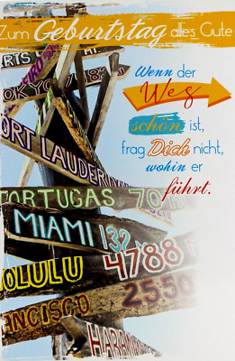 B&C Geburtstagskarte Wegweiser Karte Reisen Geburtstag Glückwunschkarte Gruß