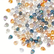 1Box 160Pcs 10 Style Transparent Glass Beads Strands Top Drilled