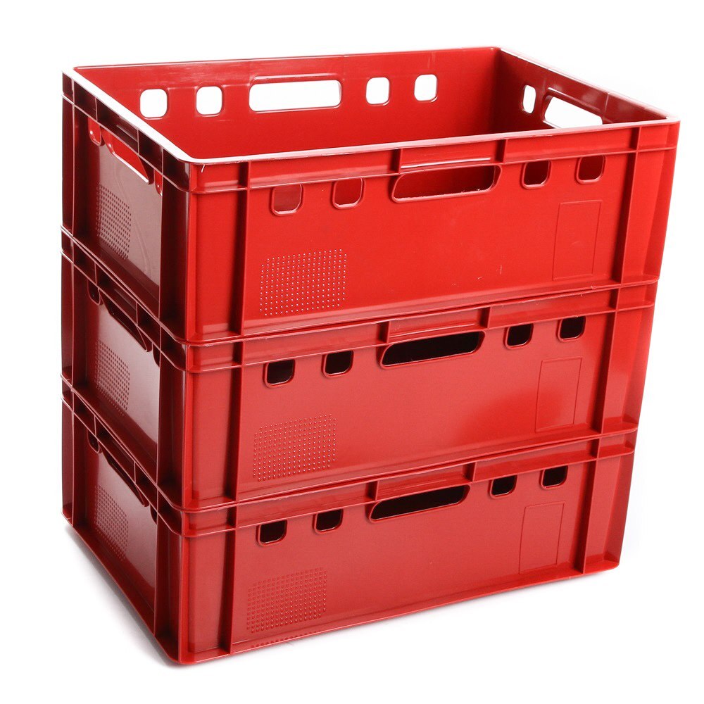 3x Fleischerkiste Fleischkiste Eurofleischerkiste E2 Stapelkiste Kiste Rot