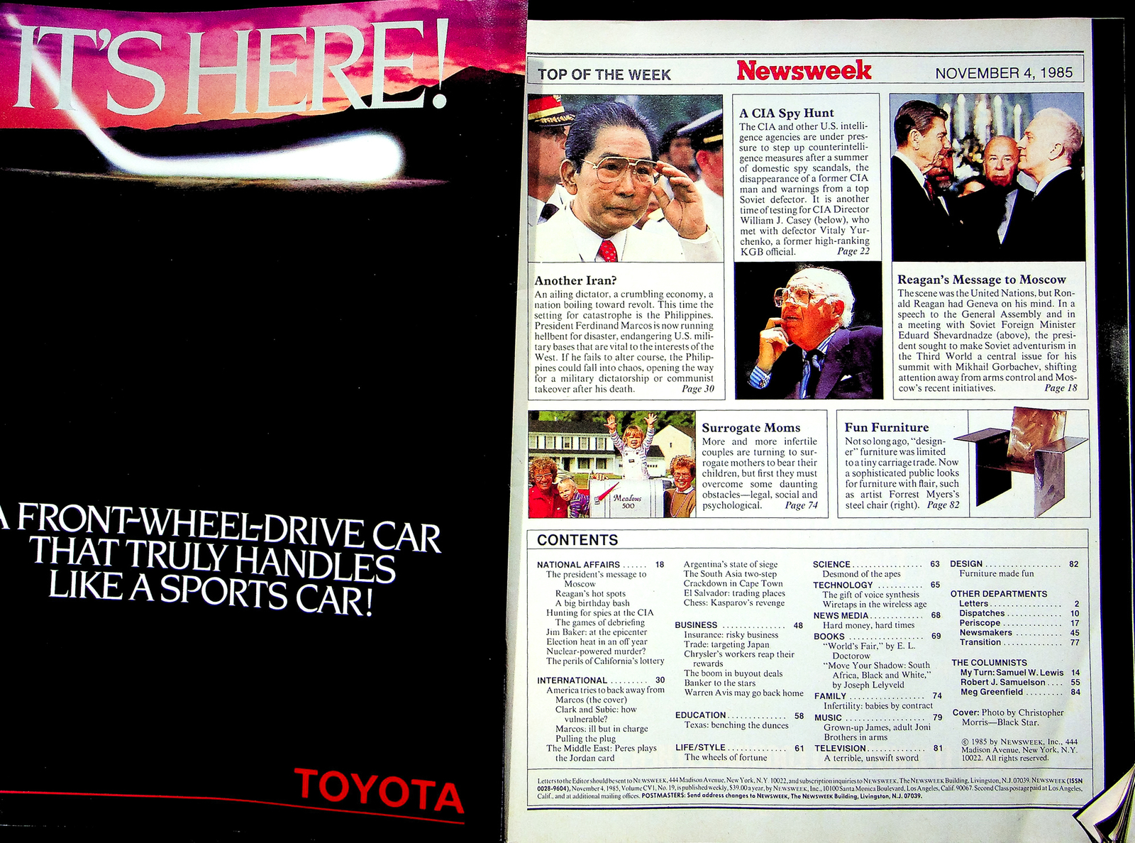 Newsweek Magazine November 4 1985 CIA Counterintelligence Spy Scandals ...