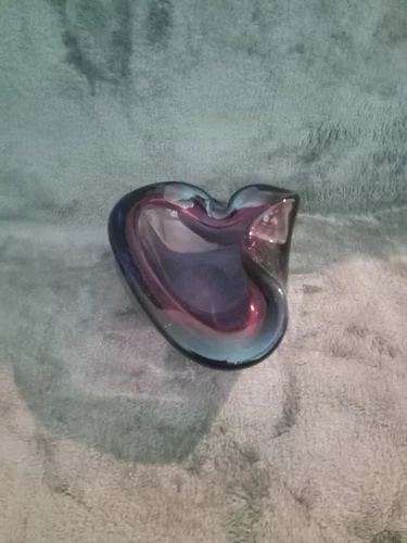 Vintage Murano Flavio Poli Ashtray Purple Sommerso Glass. Made in Italy 1960s