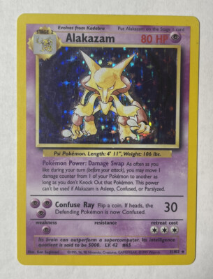 Pokémon 1999 - Alakazam 1/102 Base Set Evolution Lot -Abra 43/102