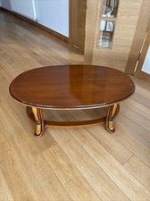 Vintage Designer Tan Brown Luxury Solid Wood Coffee table