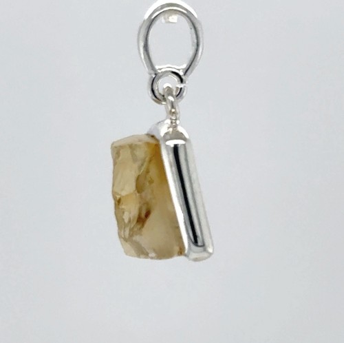 Natural Raw Cut Yellow CITRINE Square Pendant Rough Cut 925 STERLING SILVER #66e - Picture 8 of 9