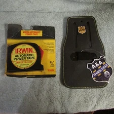 Irwin 3/4" Automatic Power Tape Measure with A & A Tape Measure Holder    (B 16)
