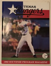 1992 Autographed Dean Palmer Texas Ranger’s Souvenir Program vs Cali Angel’s MLB