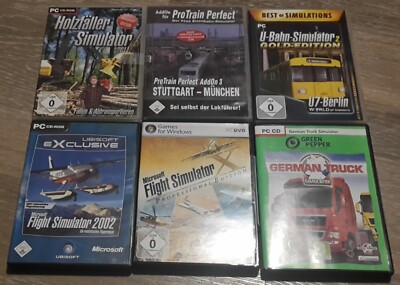 5x PC-Spiele: SIMULATOR - Flight, Pro Train, U-Bahn, German Truck, Holzfäller