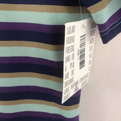 Top donna Lularoe Gigi multicolore a righe viola blu taglia large nuovo con etichetta - Foto 3 di 5