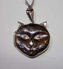 Cat head Locket, Pendant sterling silver, stamped, pre-owned with tag Great Gift