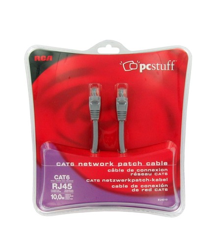 Cable network patch CAT6 8p8c RJ45 UTP Round Grey Gigabit 10m. THOMSON - Zdjęcie 2 z 4