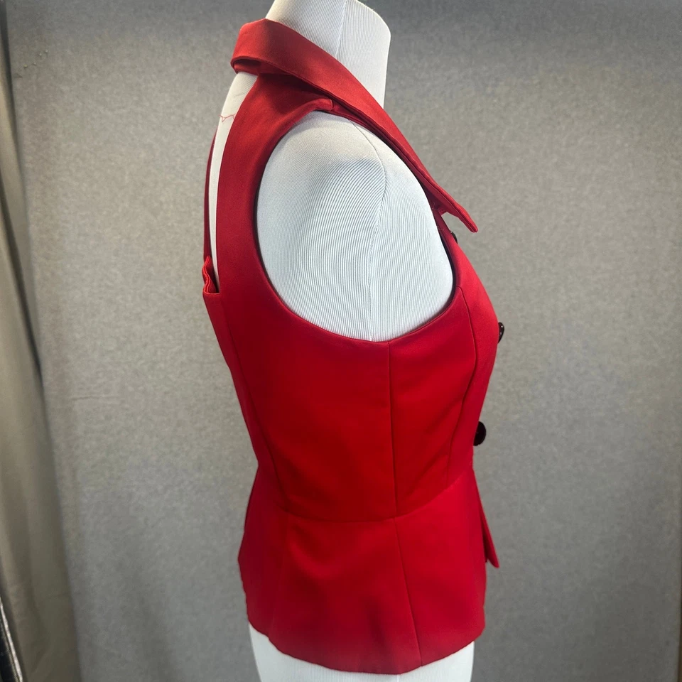 Lois Snyder Dani Max Vest Top Womens Size 6P Red Double Breasted Polyester Foto 2 de 4