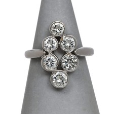PRE-OWNED 18CT WHITE GOLD 6 RUB OVER DIAMOND RING SIZE M