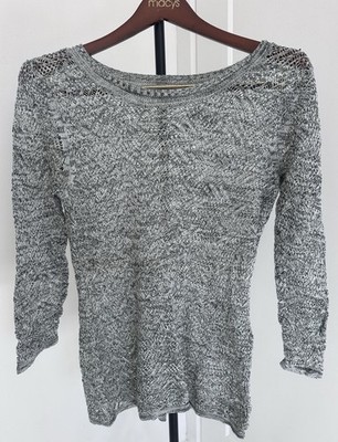 db Established 1962 Grey Crochet  3/4 Sleeve 3Sweater - Size L