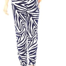 NWT Chicos Women  s Classic Zebra Printed Capris Size 1 US 8/10 Navy/White