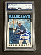 CECIL FIELDER 1986 TOPPS SIGNED AUTOGRAPHED ROOKIE CARD #386 PSA/DNA CERTIFIED. rookie card picture