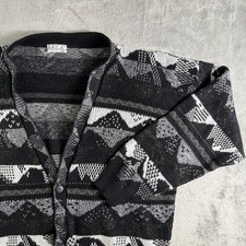 VTG Area by Tag Cardigan Sweater Mens XL Grandpa Geometric Mountain USA Made 90s