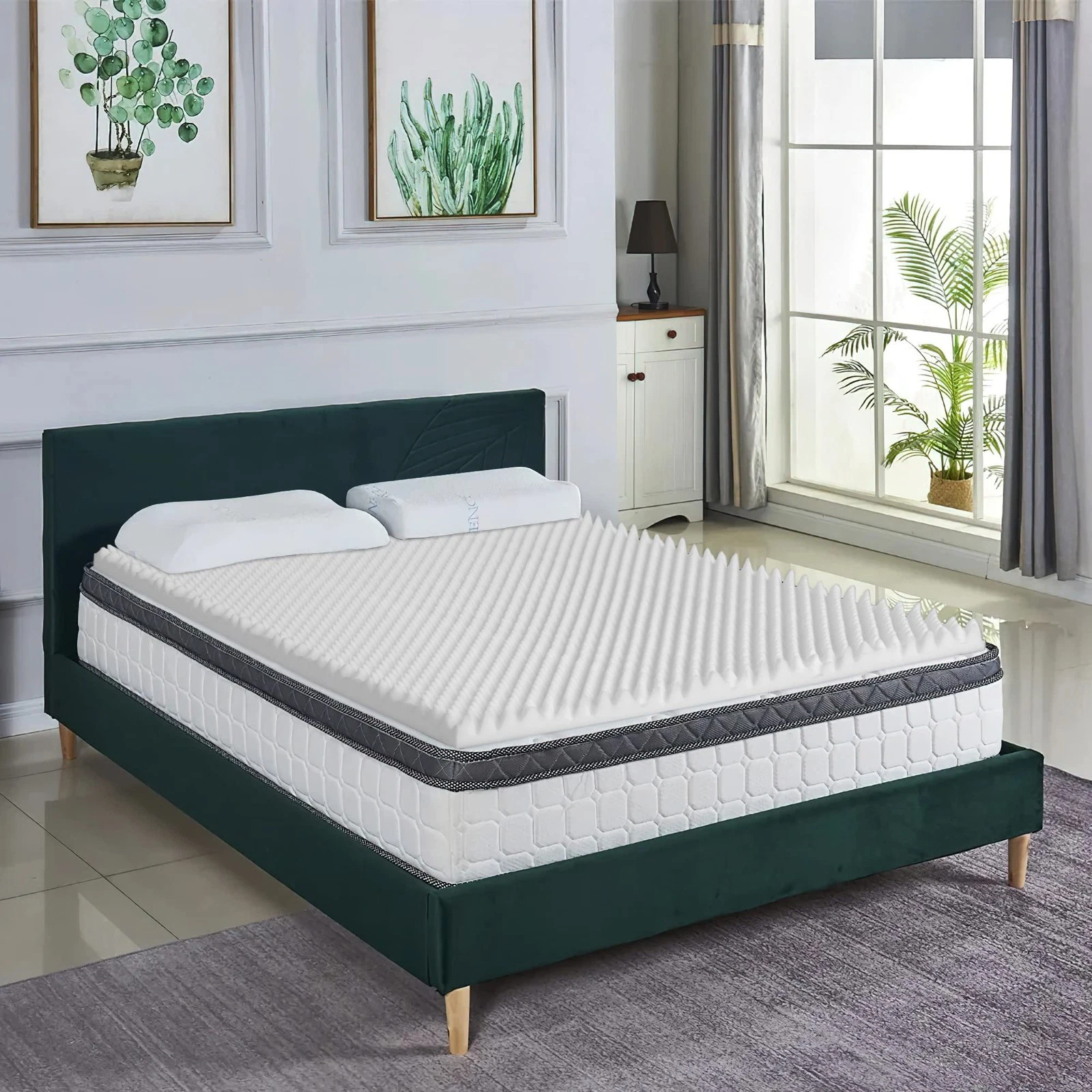 , 3-Inch Convoluted High Density Foam Mattress Topper, CertiPUR-US Certified ...