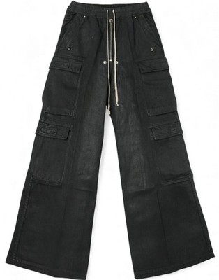Rick Owens JUMBO BELAS DOUBLE CARGO HOSE DENIM WAX SCHWARZ 99X 148952035