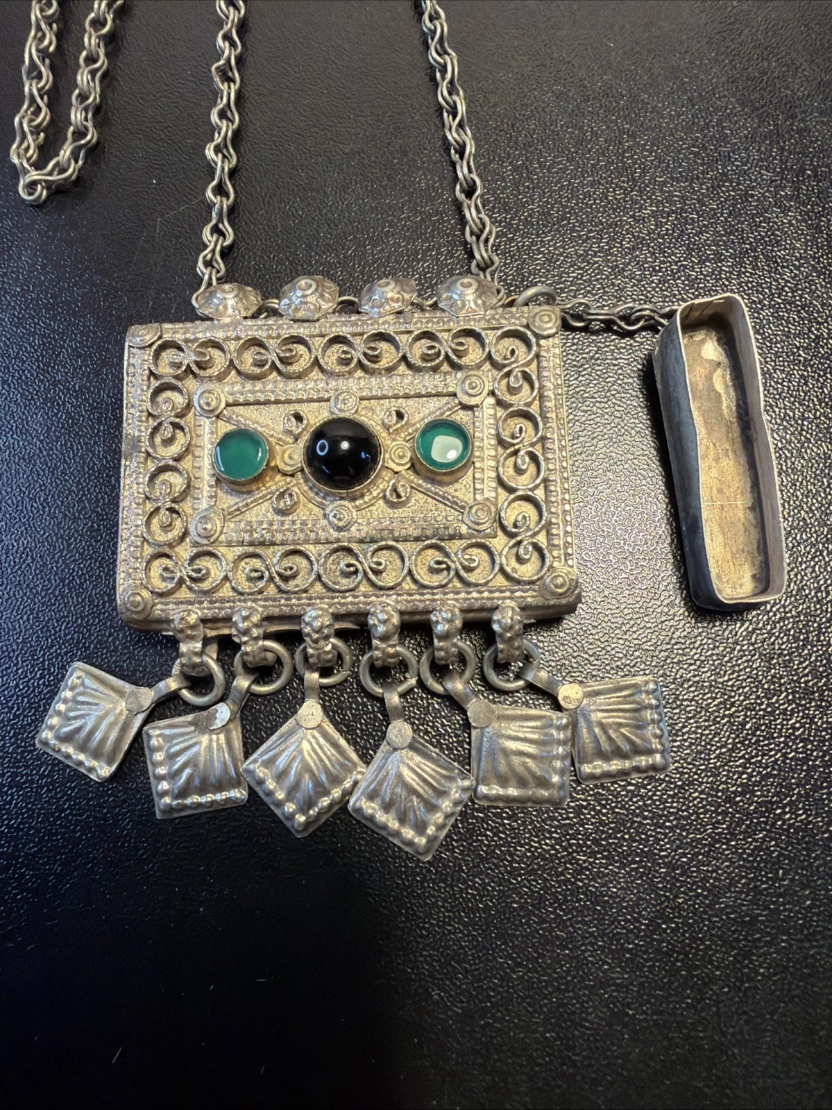 Vintage Taweez Prayer Box Pendant Necklace Ethnic Tribal Amulet Middle eastern
