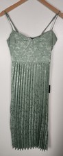 Lulus Women's Sz. XS Sage Floral Jacquard Pleated Satin Midi Dress NWT