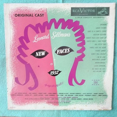 New Faces of 1952 Vinyl LP Musical RCA Victor 1952 LOC 1008