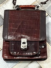 Vintage 1990s MC Marc Chantal Brown Embossed Croc Leather Crossbody Bag Purse