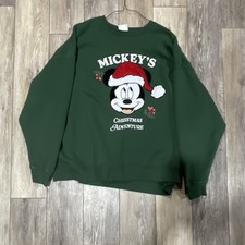 Disney Mickey and Friends Christmas Adventure Green Sweatshirt Men's Size XL