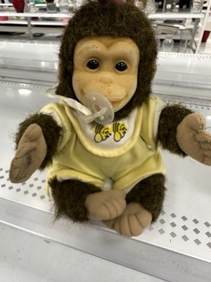Vintage 1994 Hosung Joey Baby Chimp Monkey Plush Bumble Bee Outfit Pacifier Bib