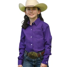 Cinch Youth Girl's Solid Purple Button Down Shirt CTW3120001