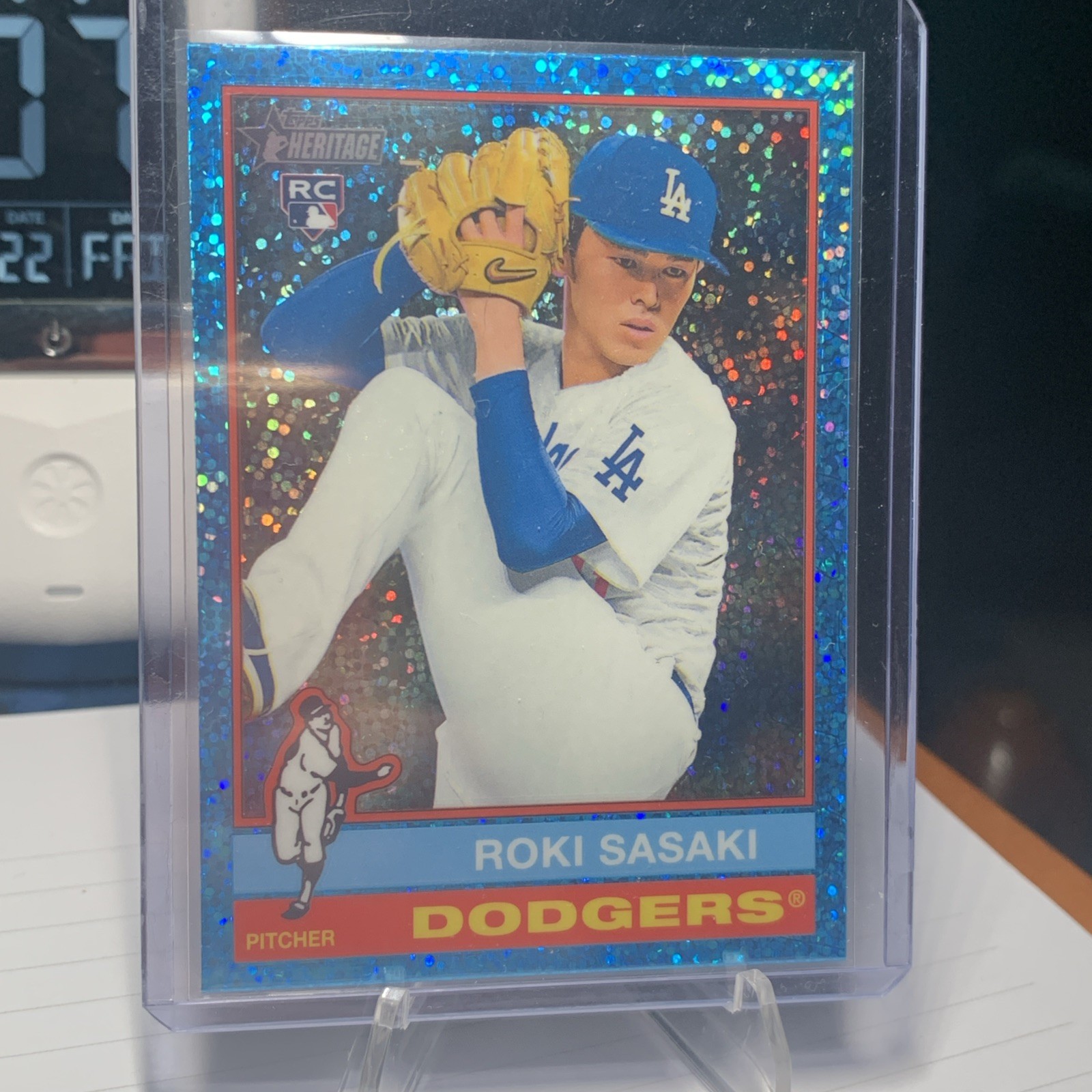 2025 Topps Heritage Chrome Roki Sasaki Light Blue Sparkle #224 Dodgers Rookie RC