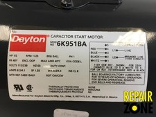 1/2 HP 1800 RPM 48Y FR DAYTON SINGLE PHASE MOTOR LIQUIDATION 