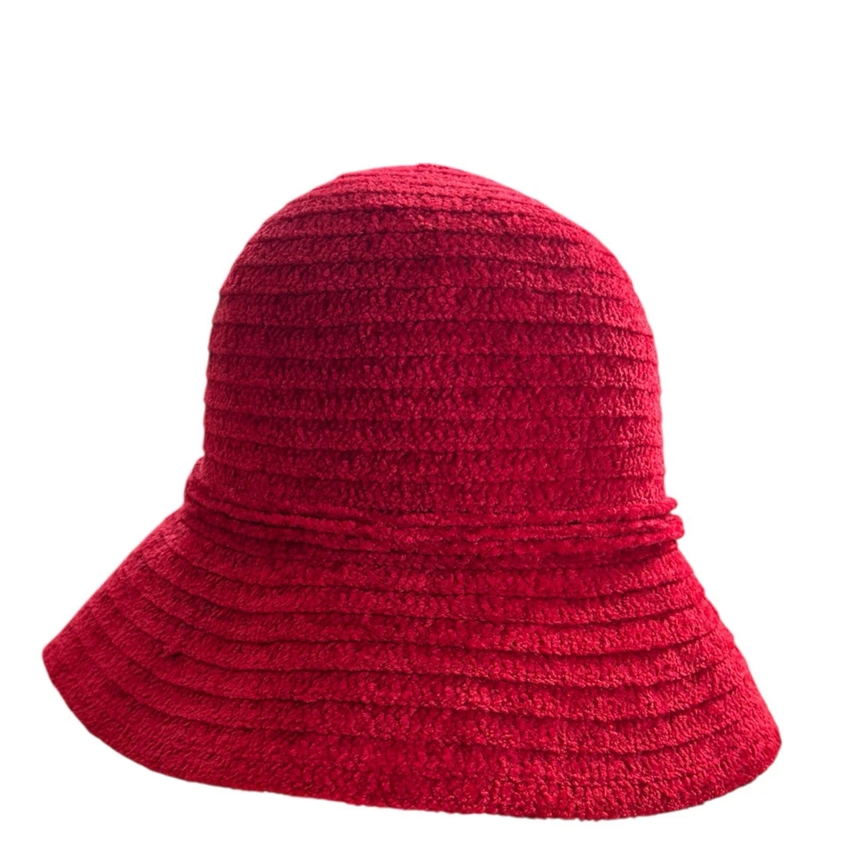 Sombrero de chenilla Betmar New York rojo estilo cubo para mujer joya logotipo vacaciones X627KO Foto 4 de 4